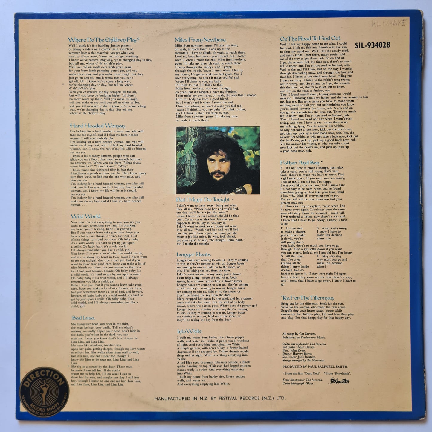 Cat Stevens – Tea For The Tillerman - 1970 (Gatefold New Zealand Pressing) - Vinyl Record LP