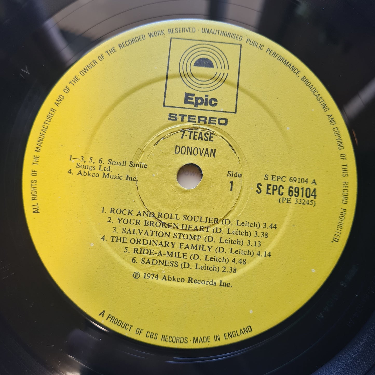 Donovan – 7Tease- 1974 - Vinyl Record LP