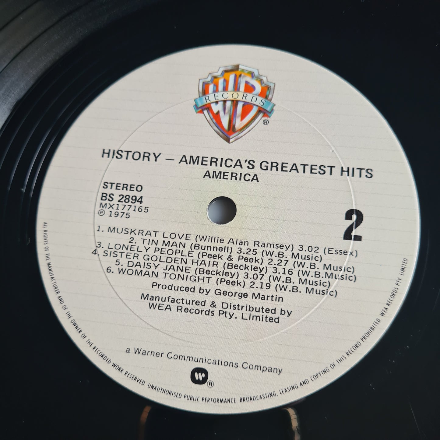 America – History: America's Greatest Hits - 1975 - Vinyl Record LP