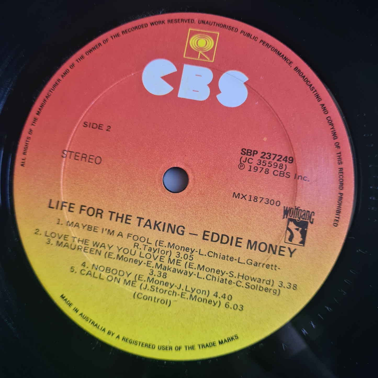 Eddie Money - Life For The Taking - 1978 - Vinyl Record LP