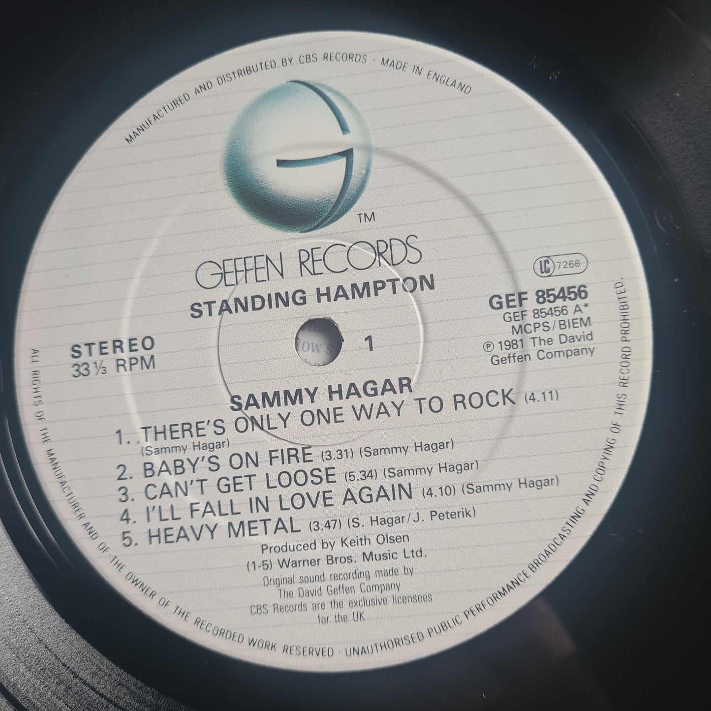 Sammy Hagar – Standing Hampton - 1981 (UK Pressing) - Vinyl Record LP