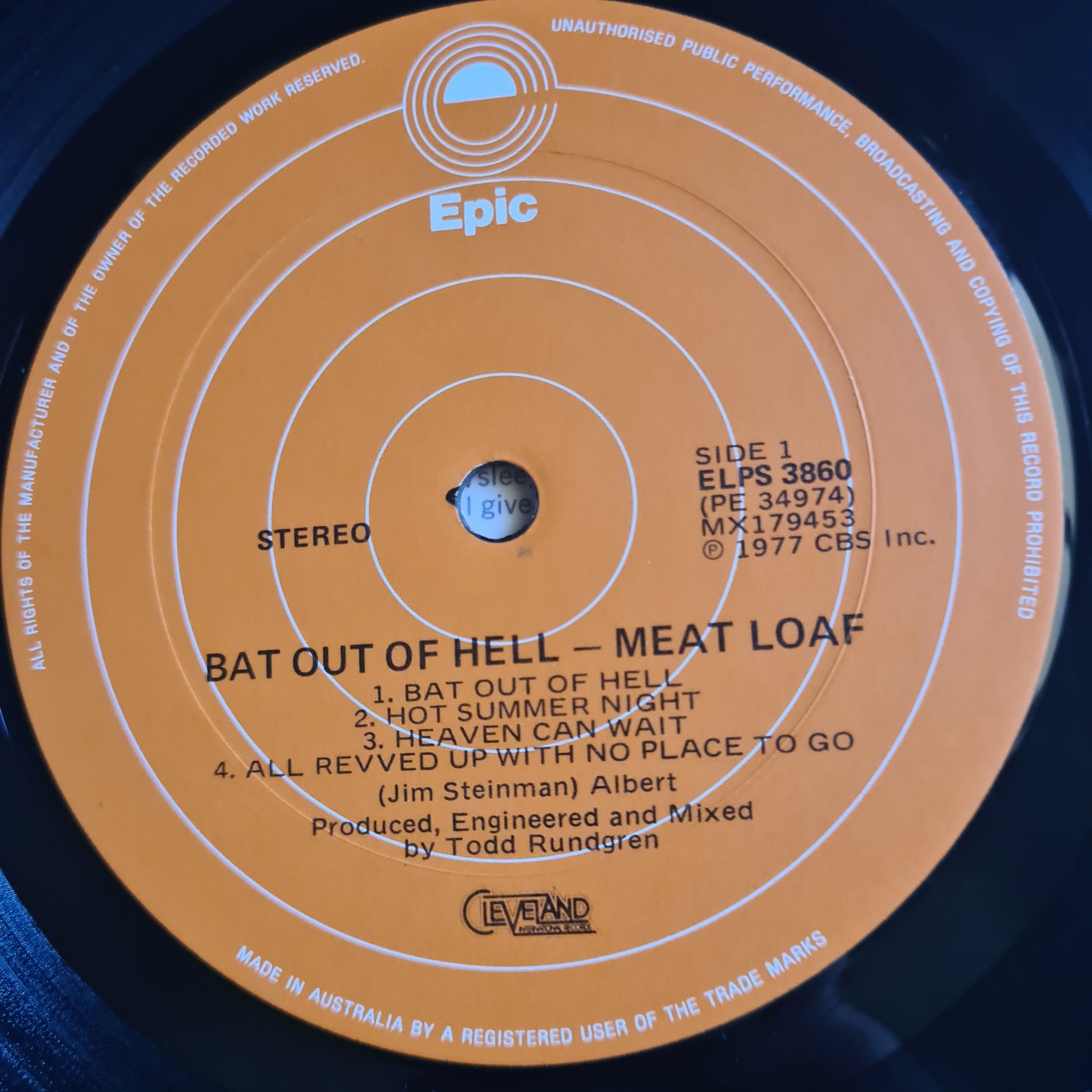 Meat loaf – Bat Out Of Hell - 1977 - Vinyl Record LP (Excellent)