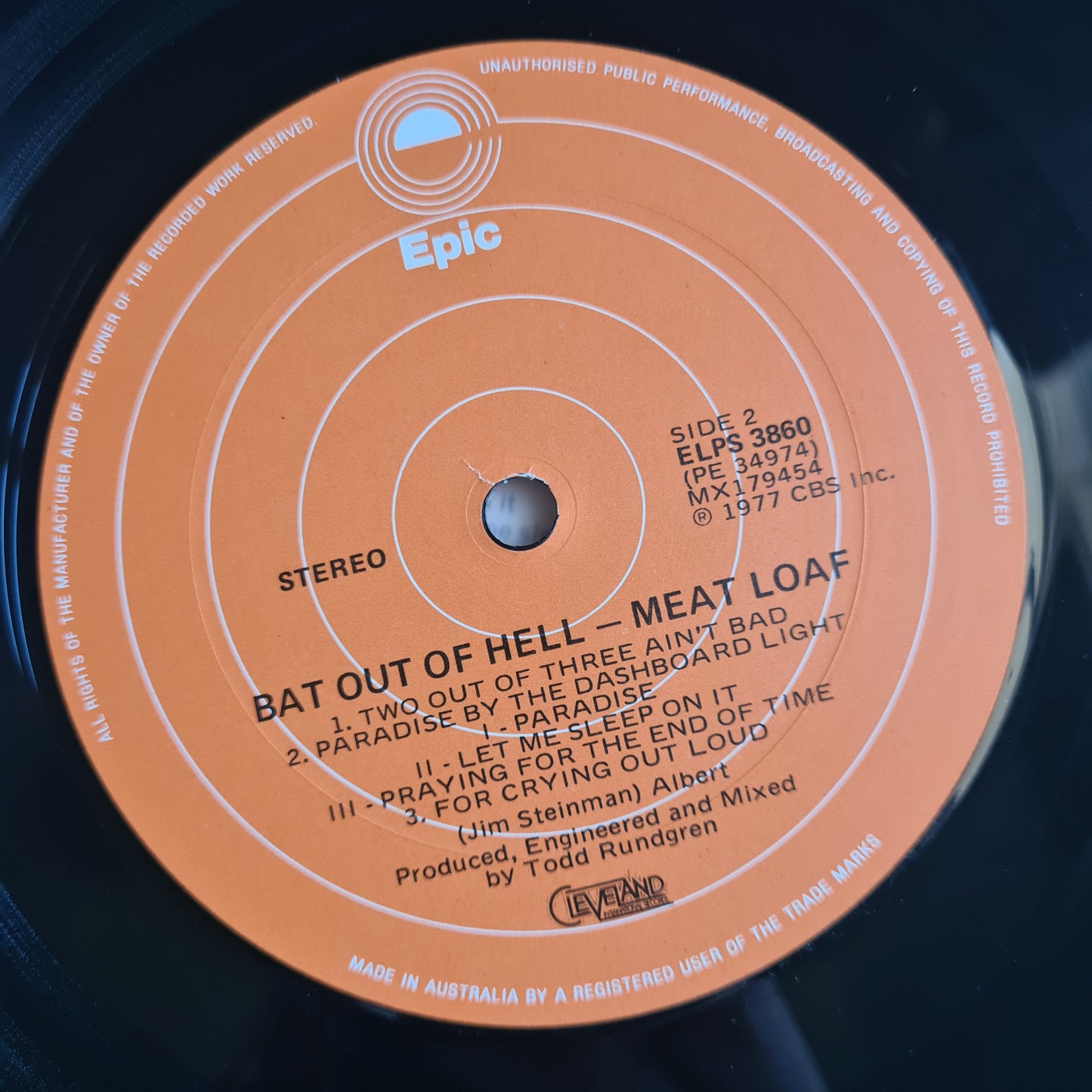 Meat loaf – Bat Out Of Hell - 1977 - Vinyl Record LP (Excellent)