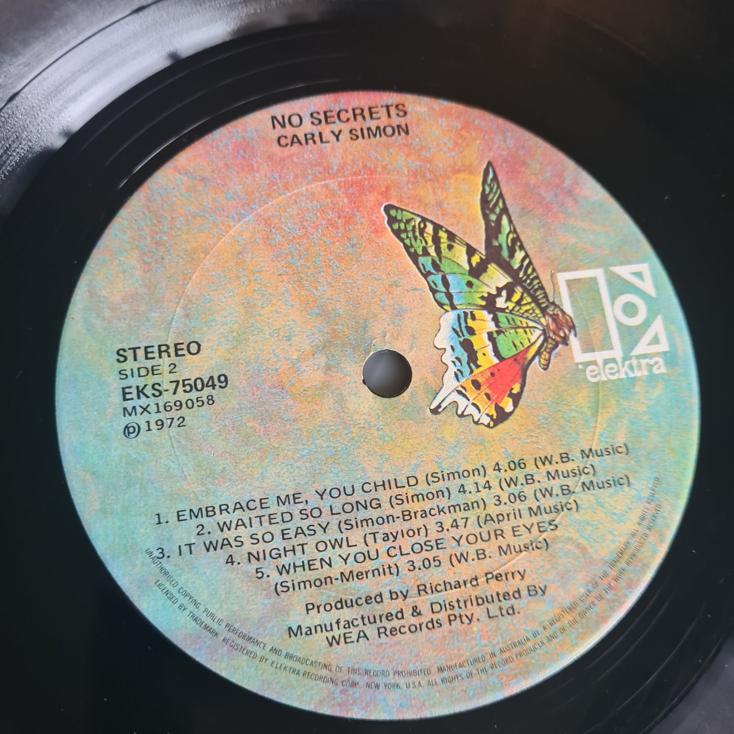 Carly Simon – No Secrets - 1972 - Vinyl Record LP