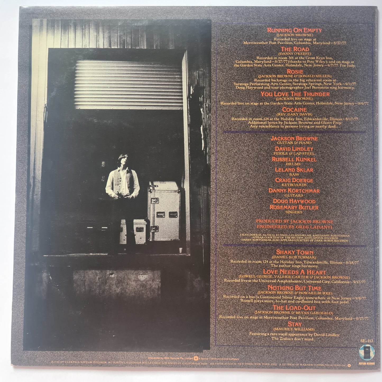 Jackson Browne – Running On Empty - 1977 - Vinyl Record LP