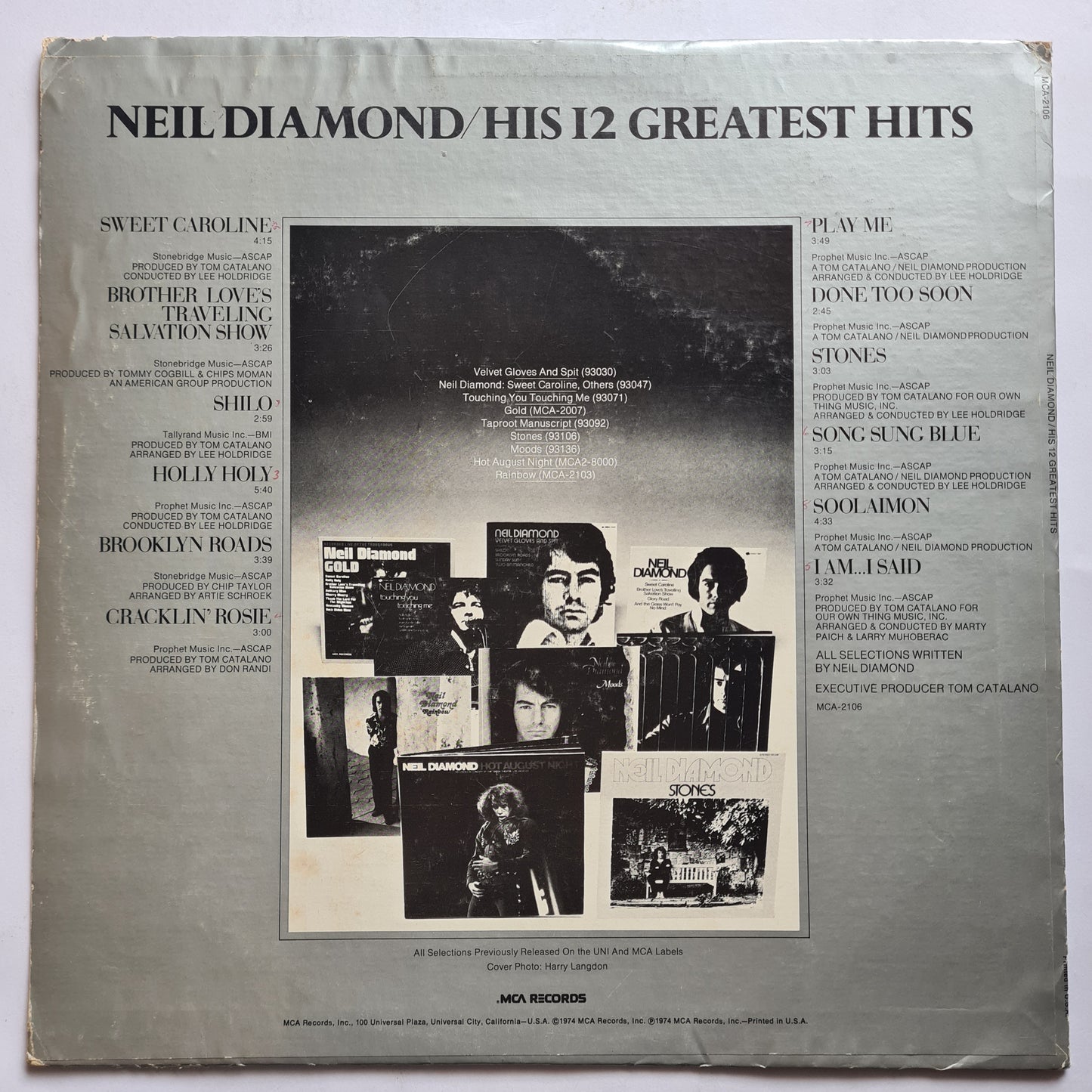 Neil Diamond – His 12 Greatest Hits - 1974 - Vinyl Record LP