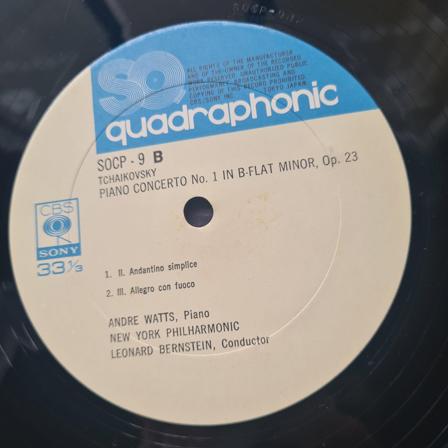 Tchaikovsky: Piano Concerto No. 1 – Andre Watts, Leonard Bernstein, New York Philharmonic - 1974 (4 Channel Quadraphonic Pressing) - Vinyl Record LP
