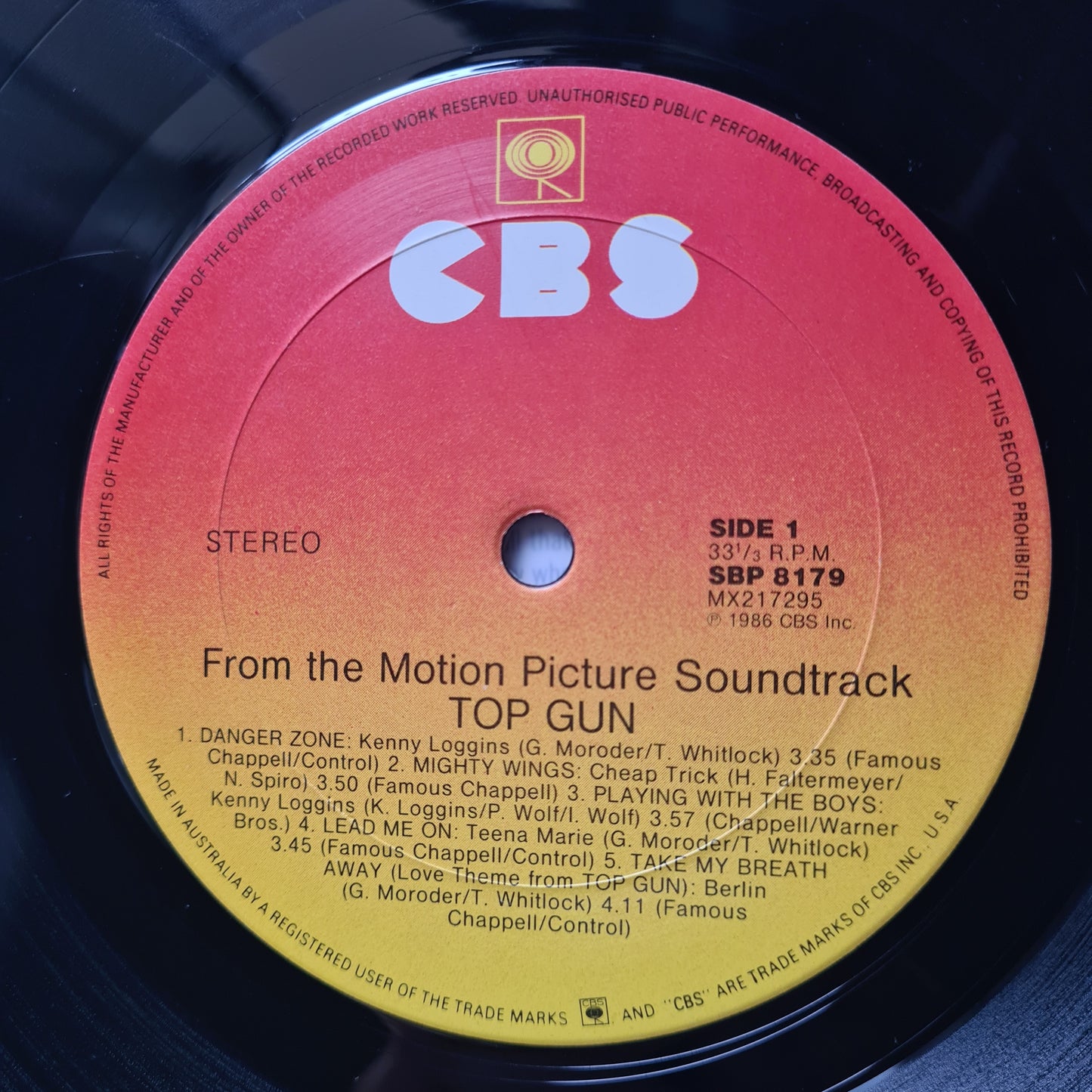 Top Gun – Original Motion Picture Soundtrack - 1986 - Vinyl Record LP