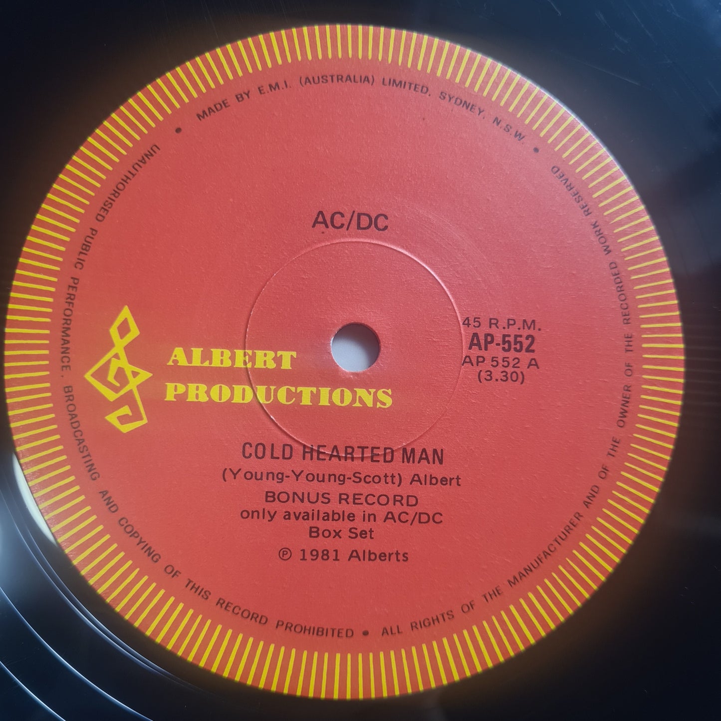 AC/DC – Cold Hearted Man - 1981 (Australian Pressing) - Vinyl Record 12" Single