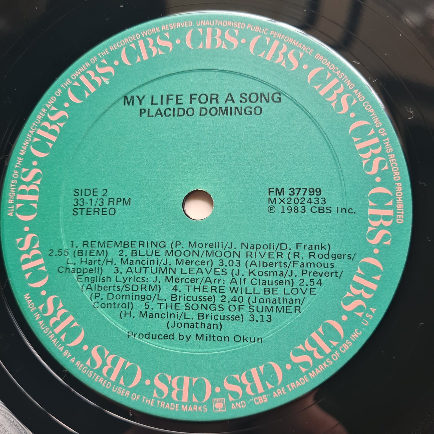 Placido Domingo – My Life For A Song - 1983 - Vinyl Record LP