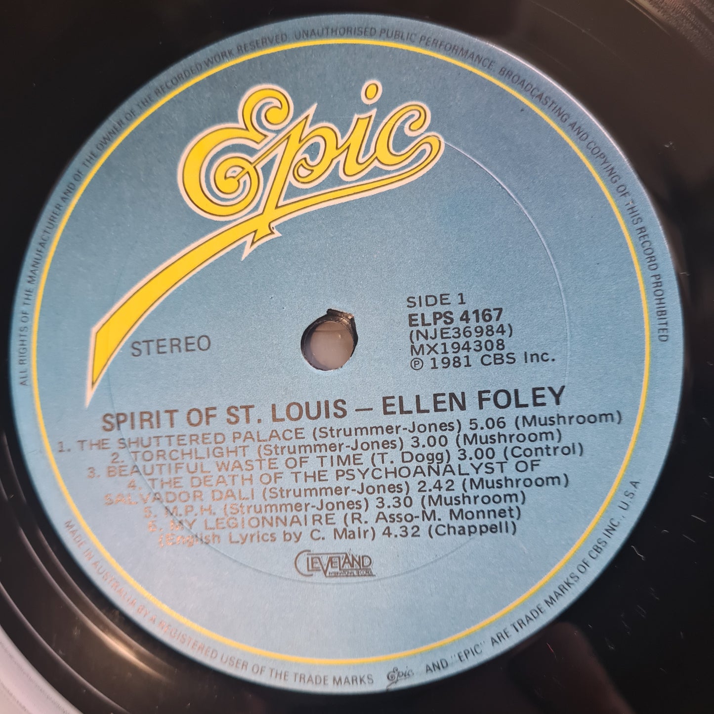 Ellen Foley - Spirit OF St. Louis - 1981 - Vinyl Record LP