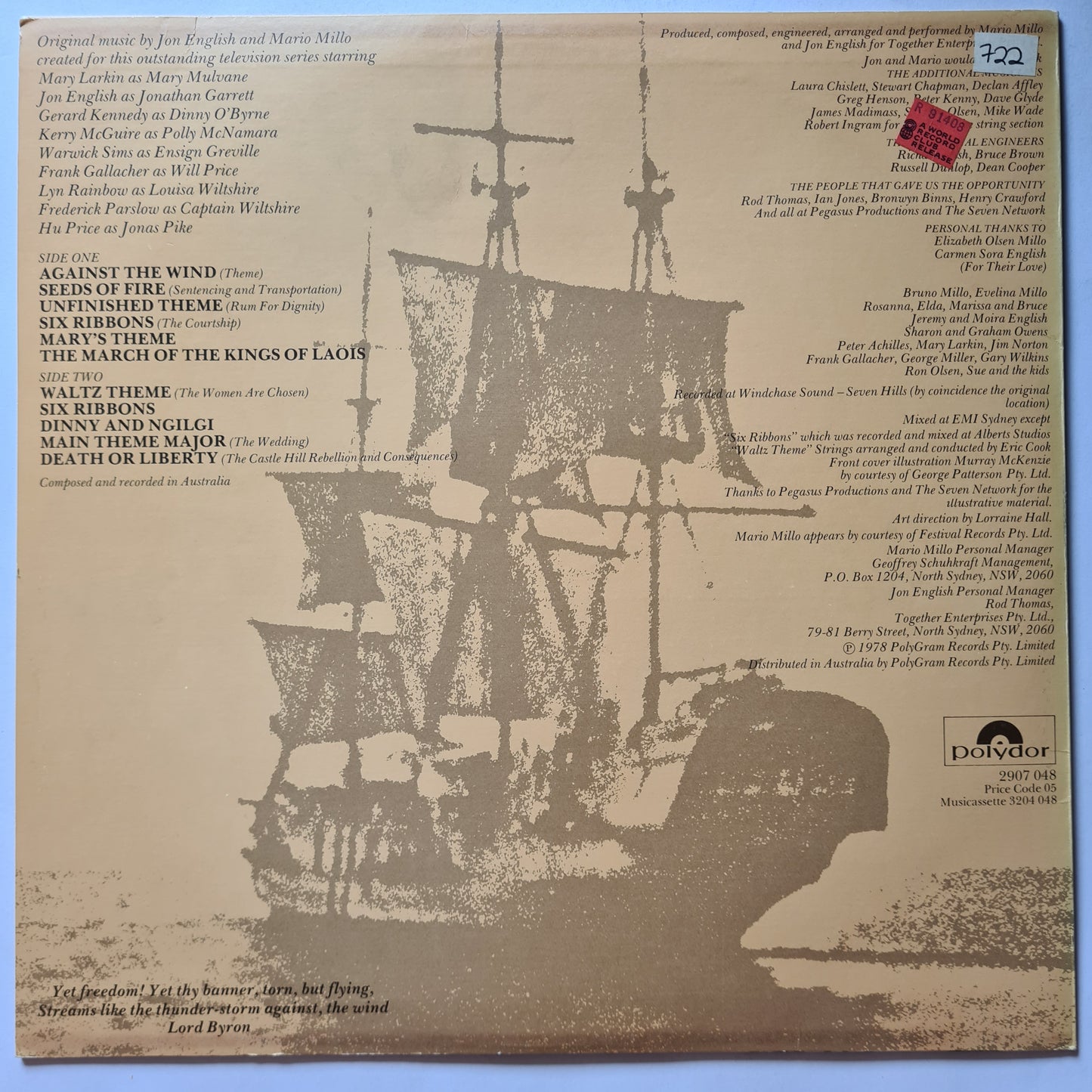 Jon English – Against The Wind: Original Soundtrack - 1978 - Vinyl Record LP (near mint)