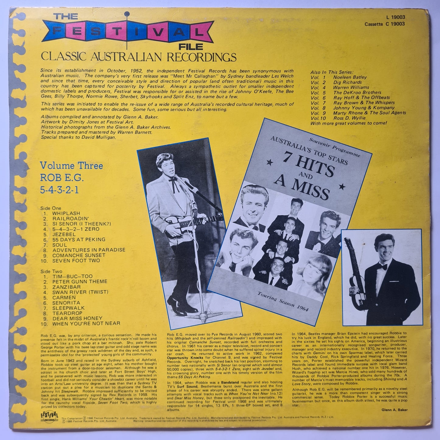 Rob E.G – 5 4 3 2 1 : The Festival File Volume 3 - 1988 - Vinyl Record LP