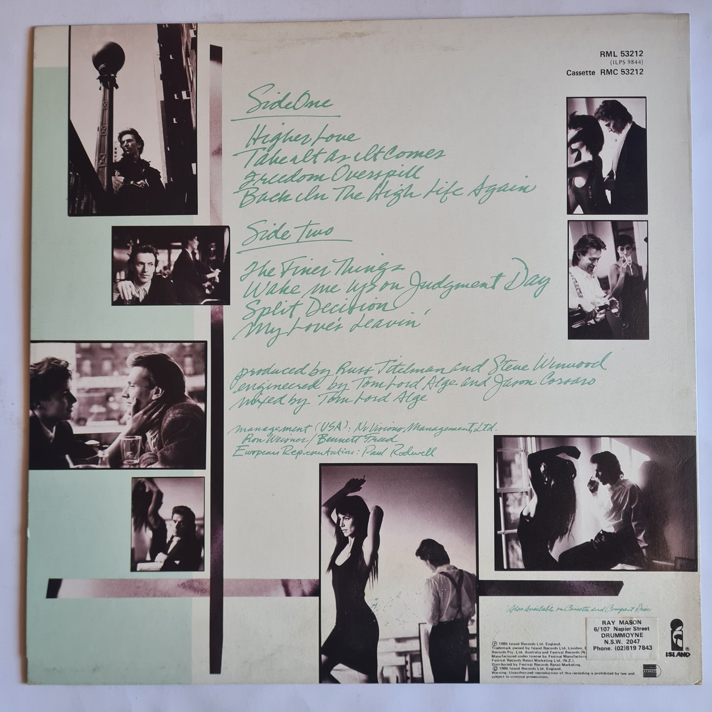 Stevie Winwood – Back In The High Life - 1986 - Vinyl Record LP (near mint)