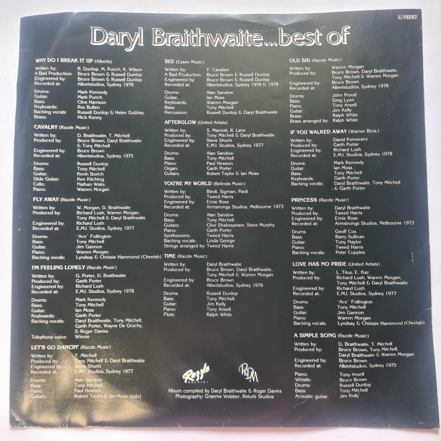Daryl Braithwaite – Best Of - 1978 - Vinyl Record Lp