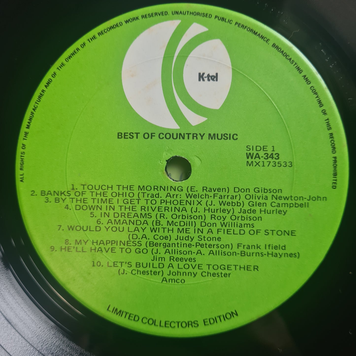 Various Artists/Hits album - Best Of Country Music - 1974 - Vinyl Record LP
