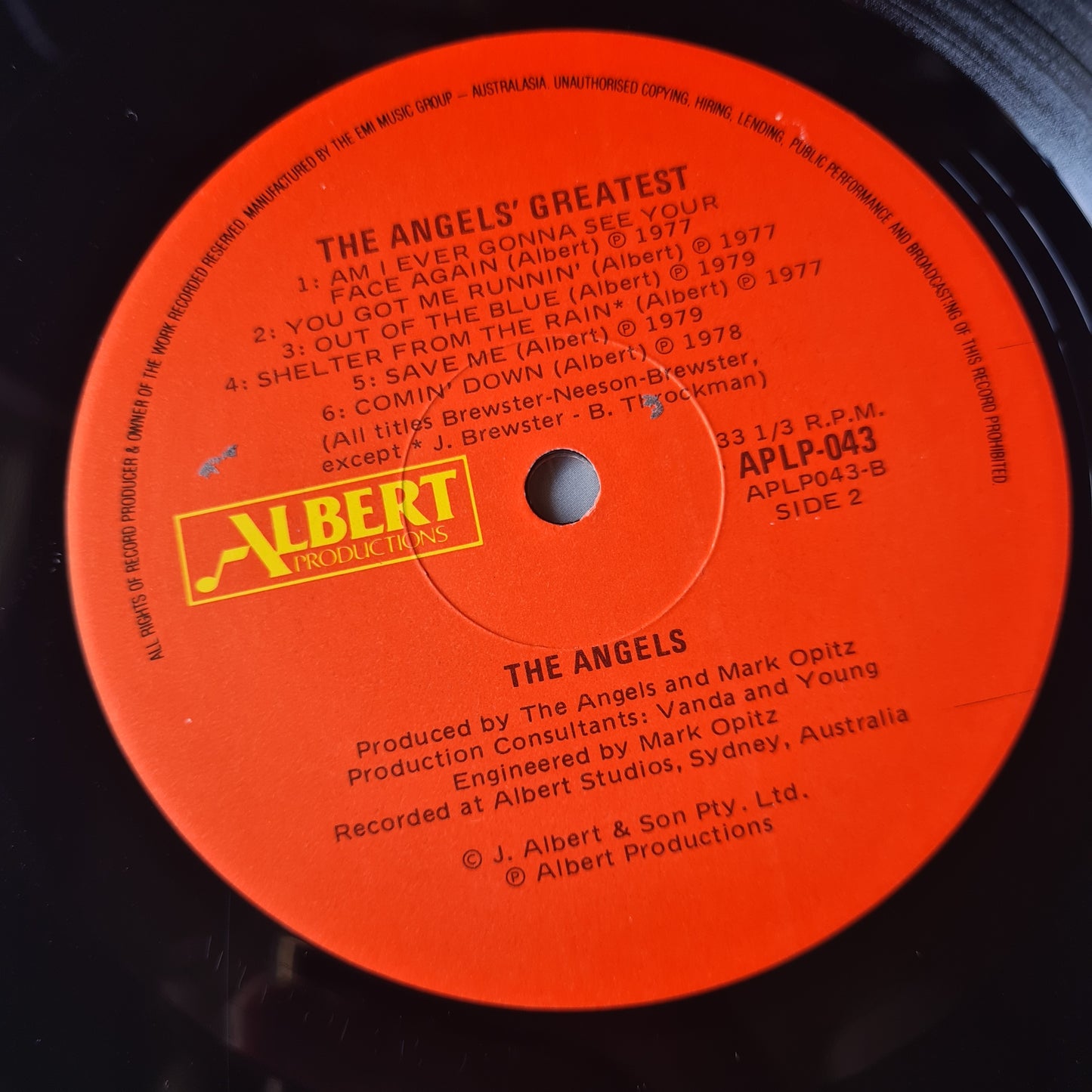 The Angels – The Angels Greatest - 1980 (1987 Red Label- Near Mint looks unplayed) - Vinyl Record LP