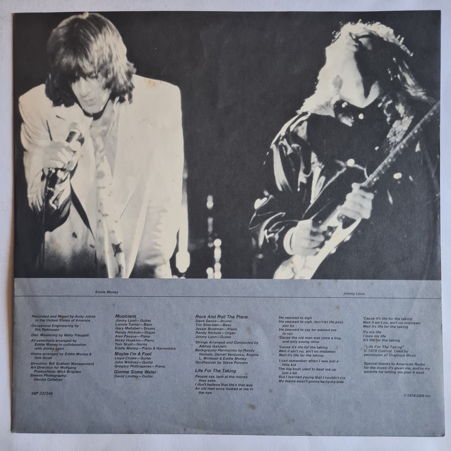 Eddie Money - Life For The Taking - 1978 - Vinyl Record LP