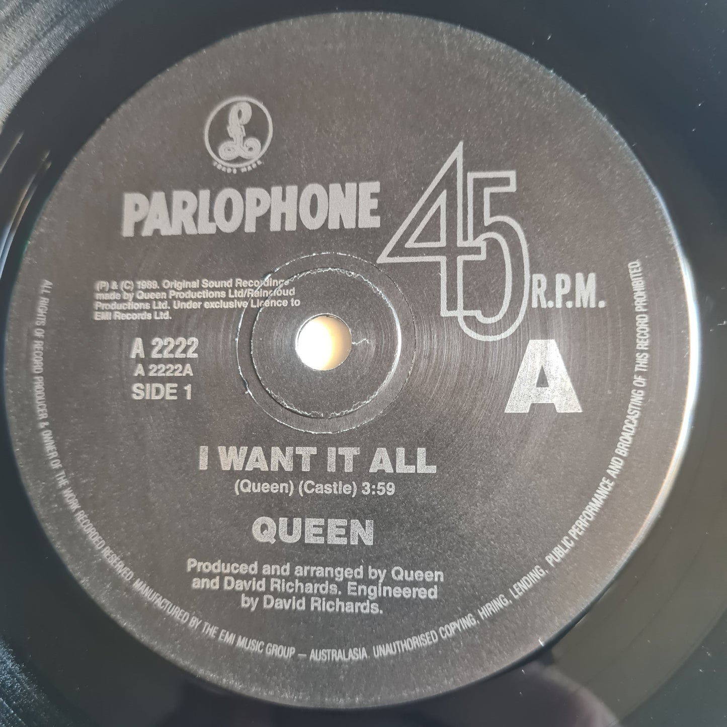 Queen – I Want It All - 1989 - Vinyl Record 7" Single - 45 RPM