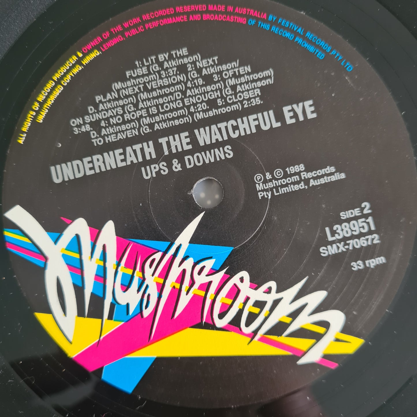 Ups And Downs – Underneath The Watchful Eye - 1988 - Vinyl Record LP