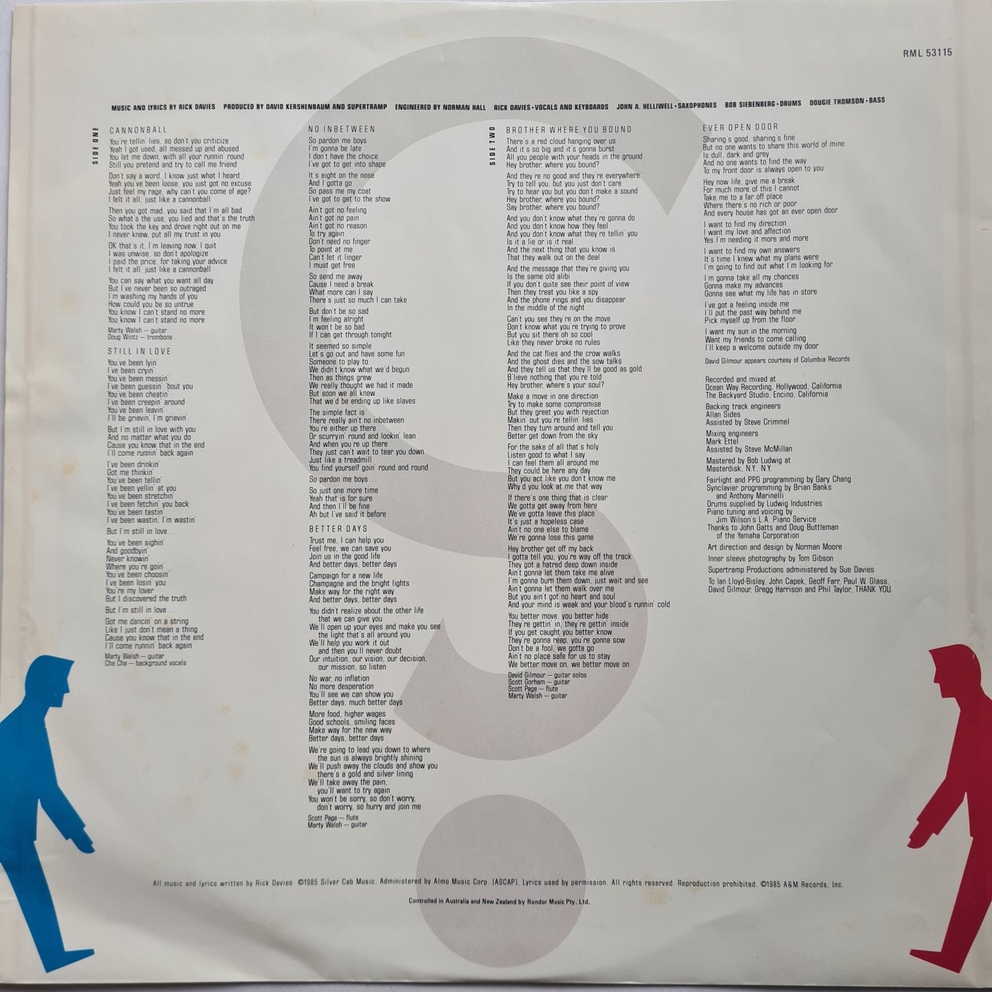 Supertramp – Brother Where You Bound- 1985 - Vinyl Record LP