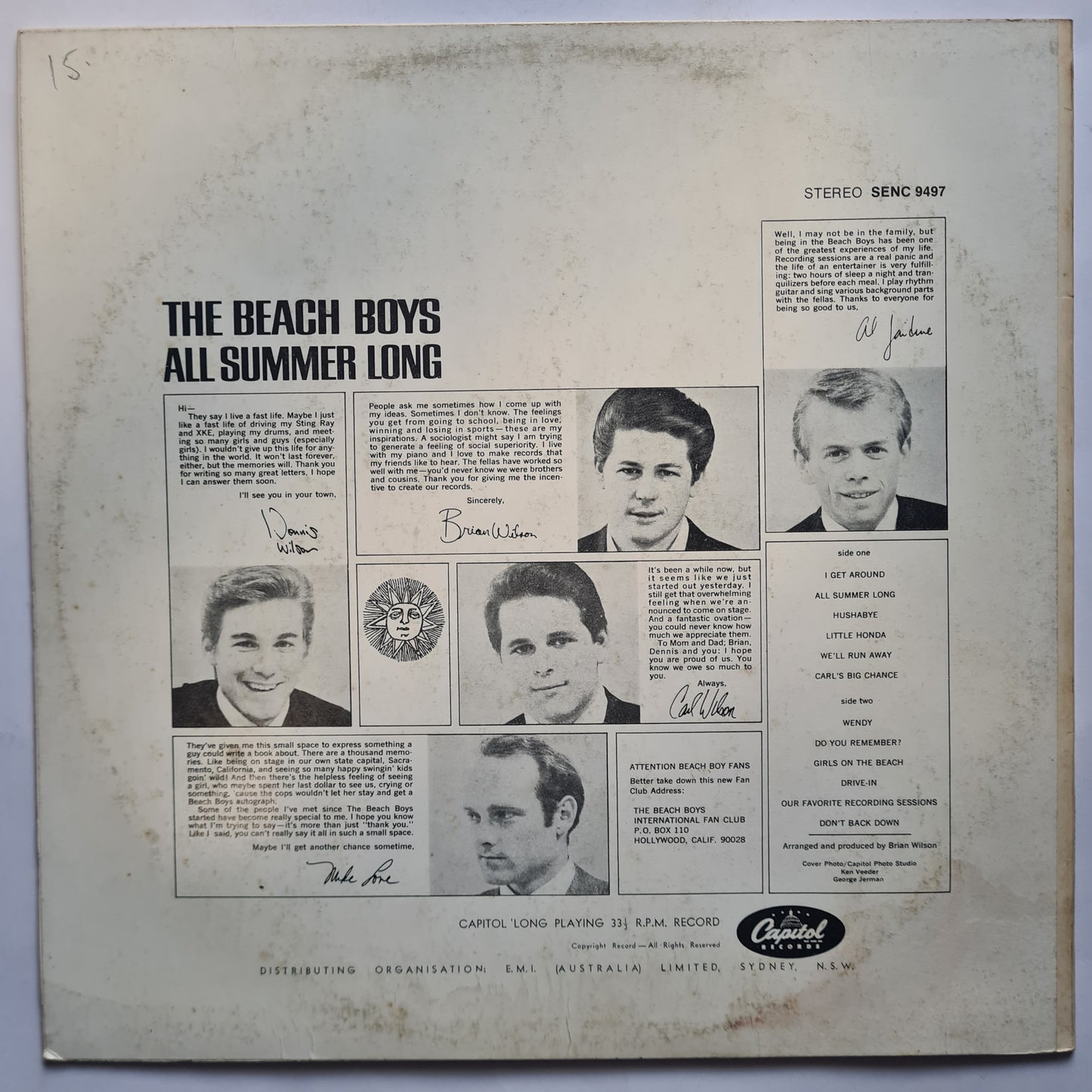 The Beach Boys – All Summer Long - 1964 (1969 Australian Pressing) - Vinyl Record LP