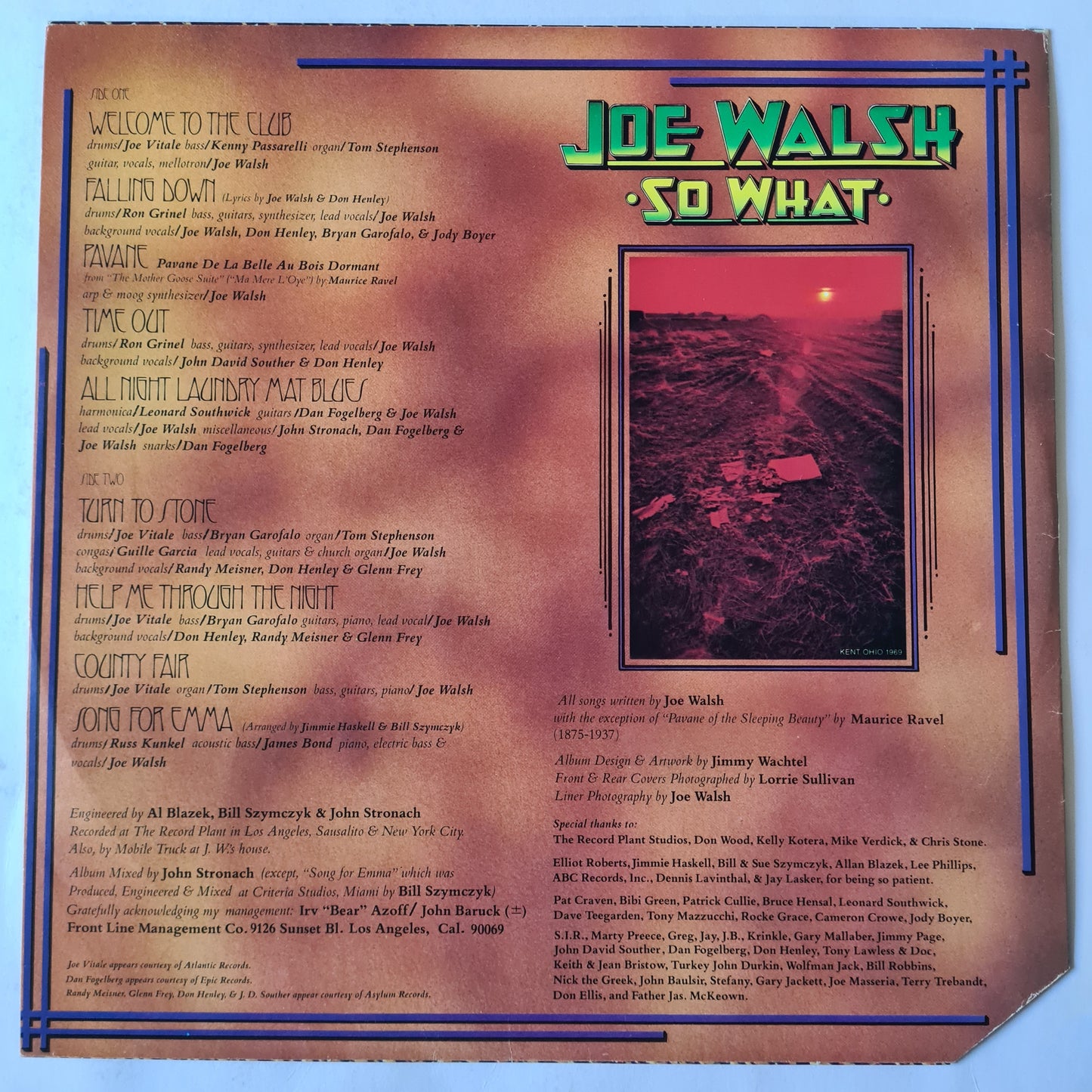 Joe Walsh (Eagles) – So What - 1974 - Vinyl Record LP