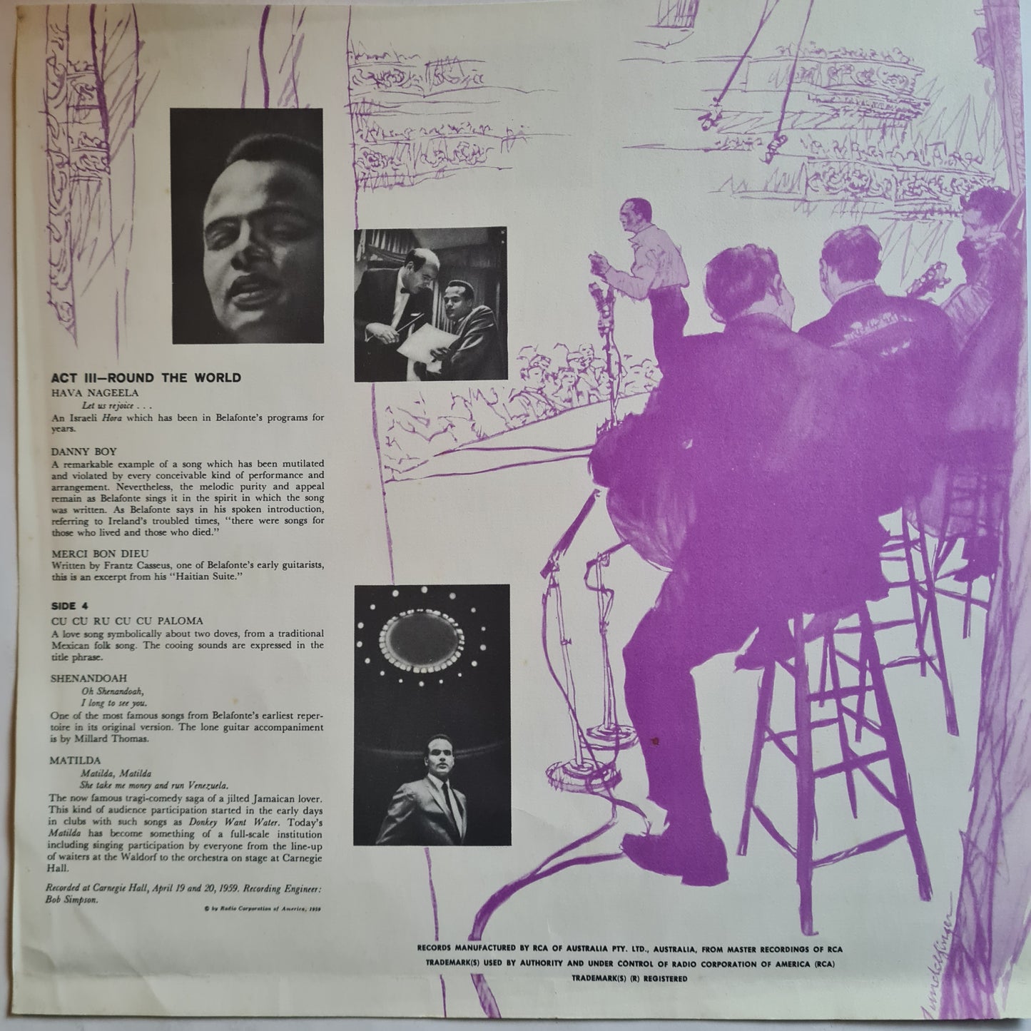 Harry Belafonte – Belafonte At Carnegie Hall: The Complete Concert - 1959 - Vinyl Record 2LP