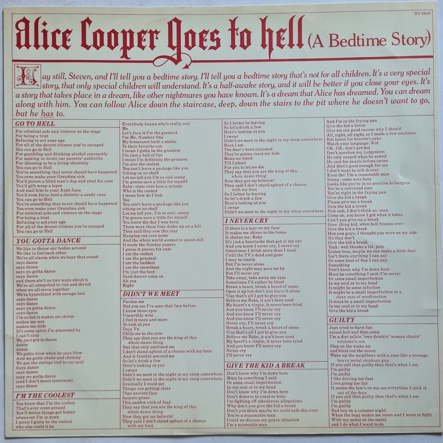 Alice Cooper – Goes To Hell - 1976 - Vinyl Record LP (near mint)