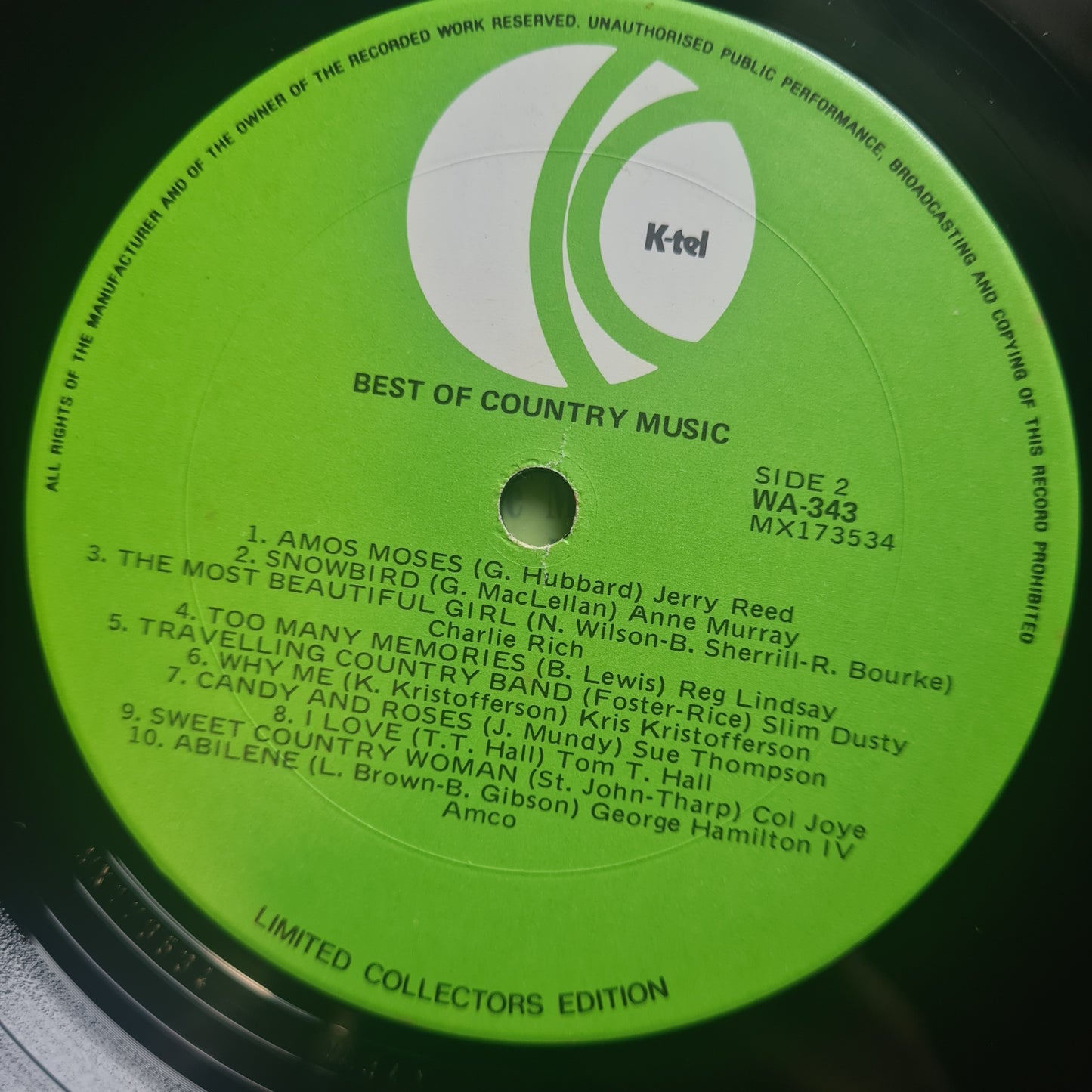 Various Artists/Hits album - Best Of Country Music - 1974 - Vinyl Record LP