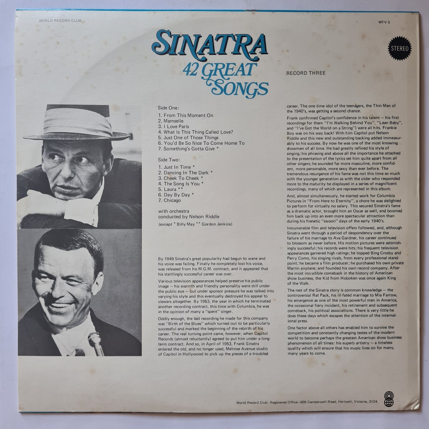 Frank Sinatra – 42 Great Songs: Record 3: 14 songs - 1974 - Vinyl Record LP