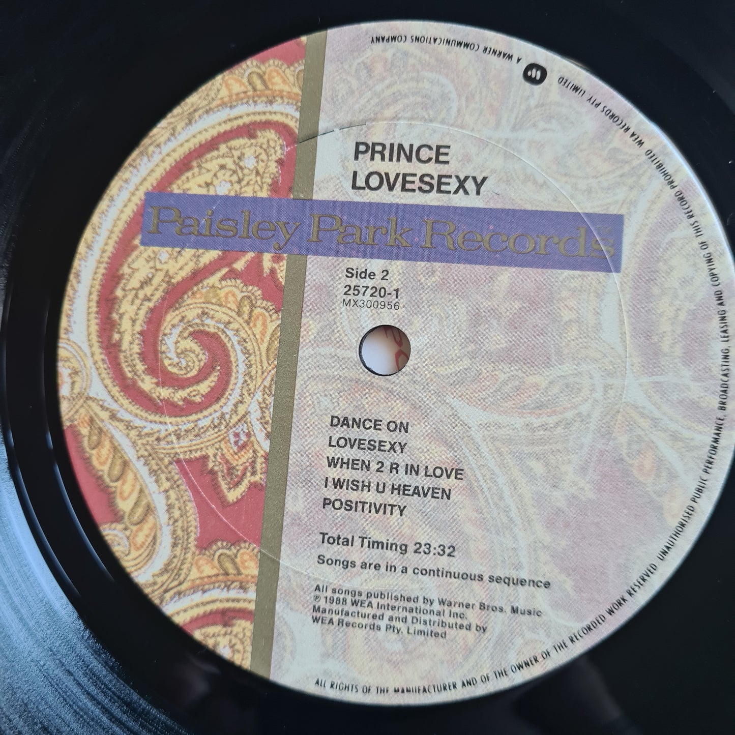 Prince – Lovesexy - 1988 - Vinyl Record LP (Excellent)
