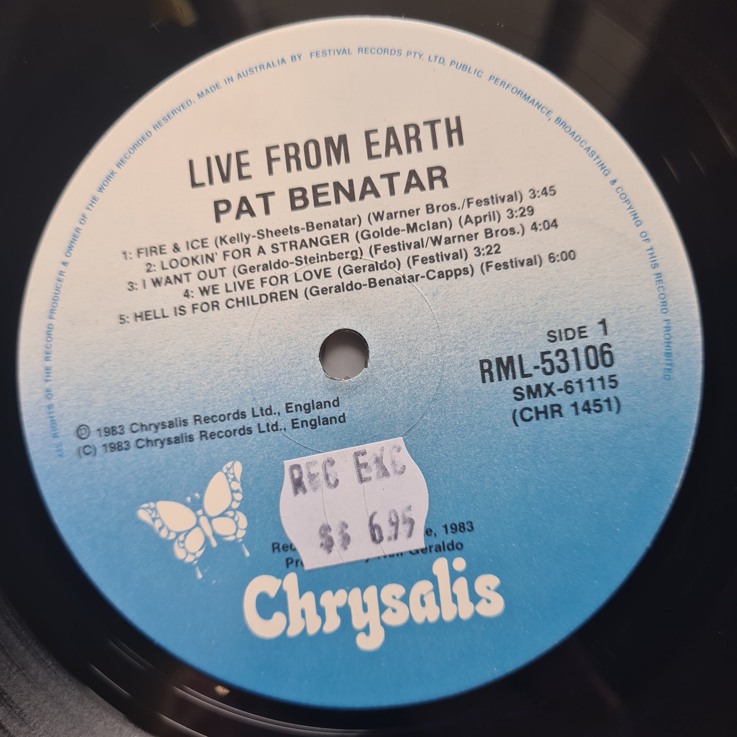 Pat Benatar – Live From Earth - 1983 - Vinyl Record LP