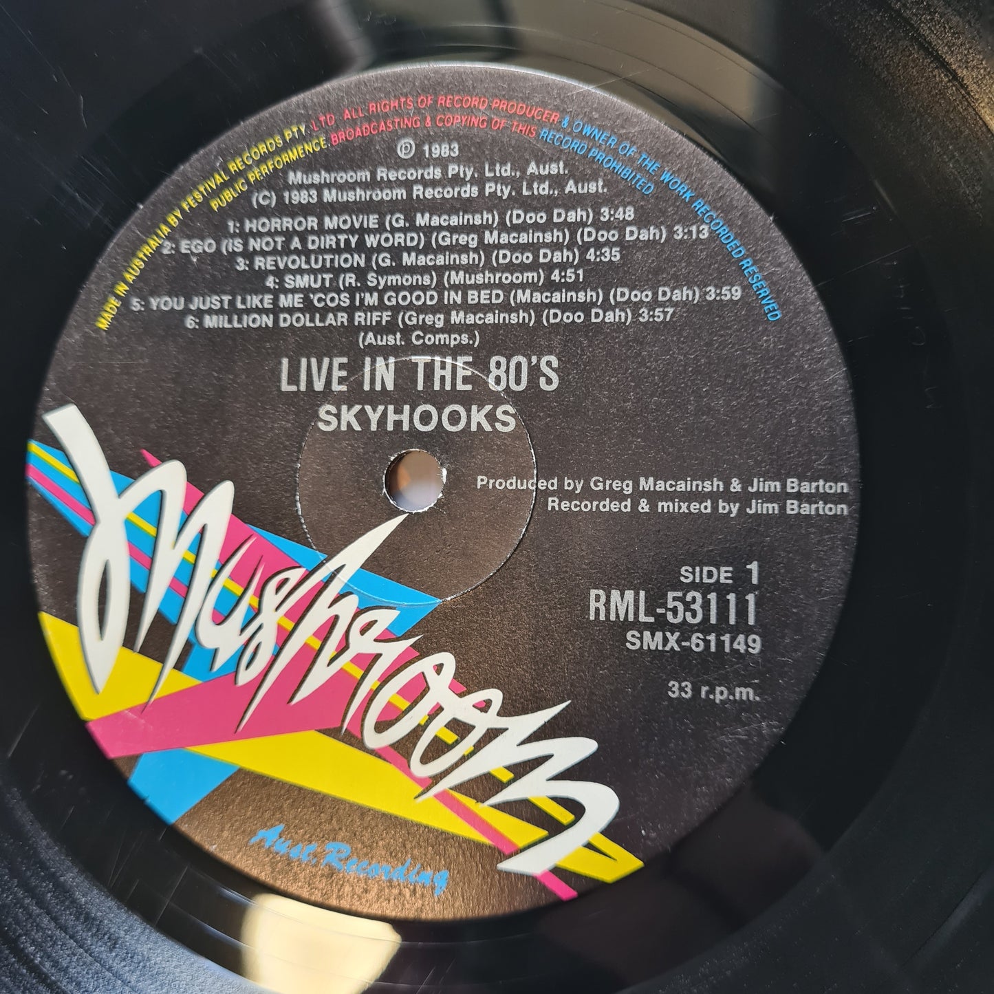 Skyhooks – Live In The 80's - 1983 - Vinyl Record LP