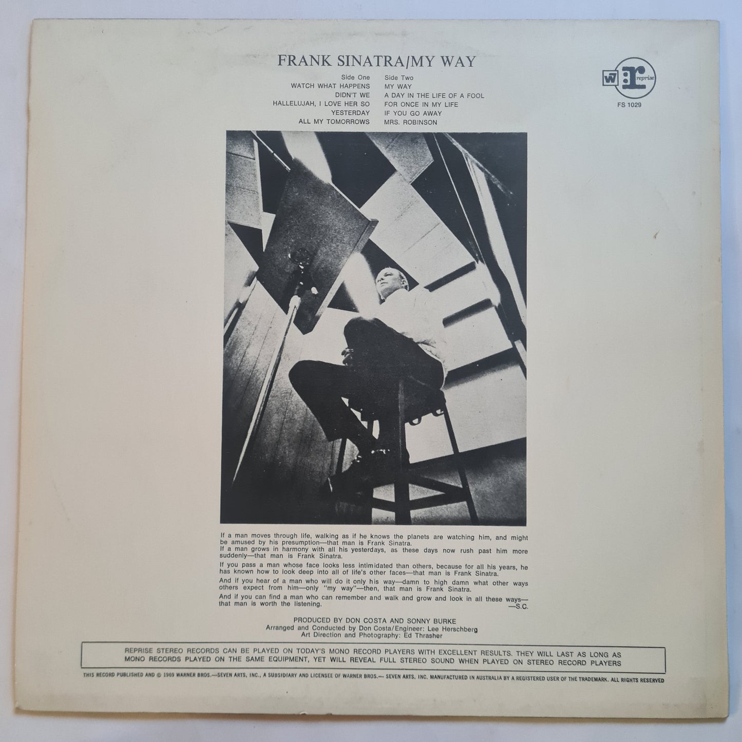 Frank Sinatra – My Way - 1969 - Vinyl Record LP