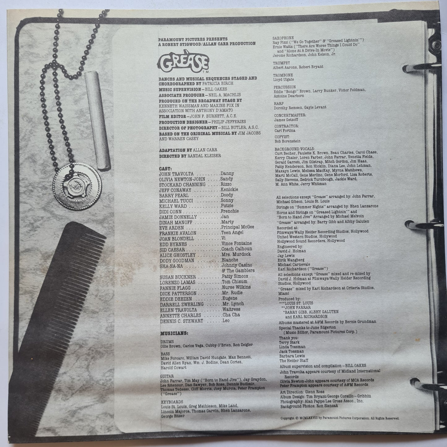 Grease – Original Soundtrack From The Motion Picture - 1978 (2LP Gatefold) - Vinyl Record