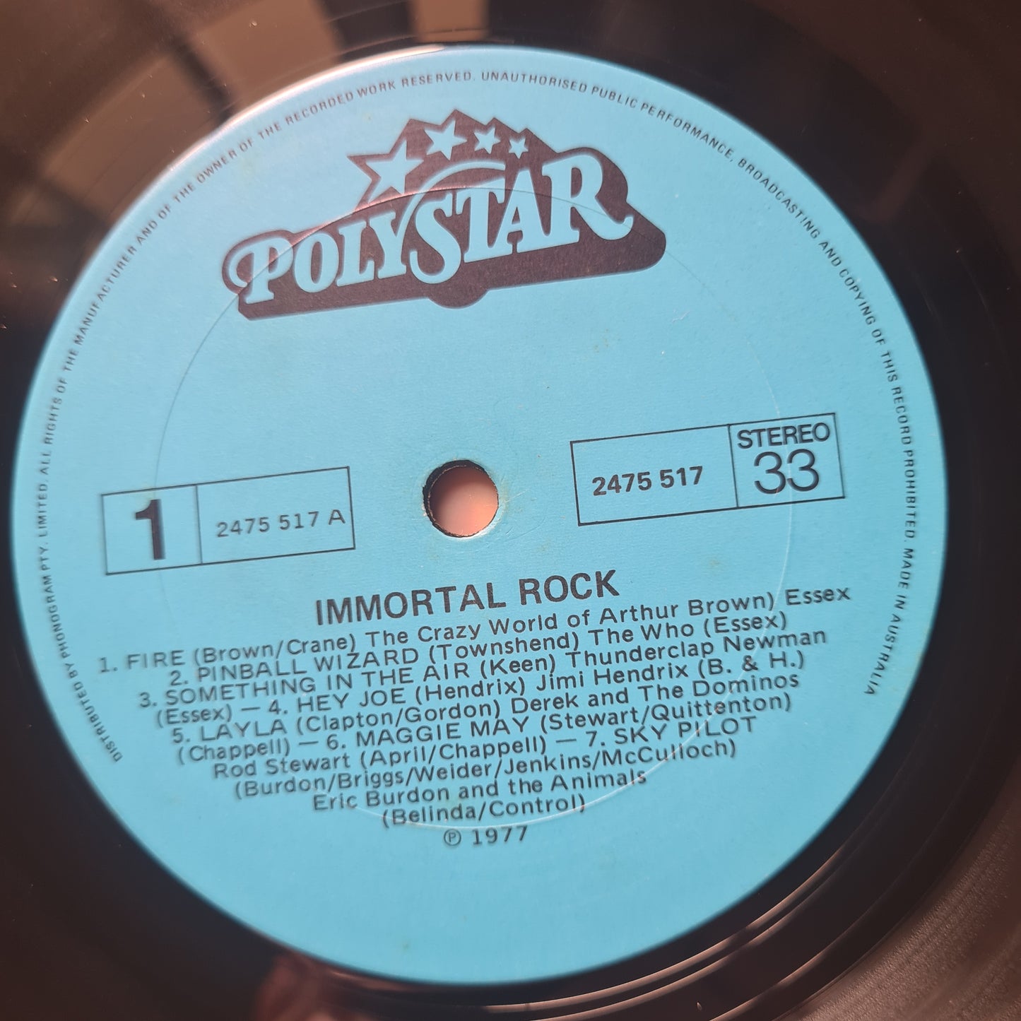 Various – Immortal Rock - 1977 - Vinyl Record LP (Hendrix, Clapton, The Who, etc)