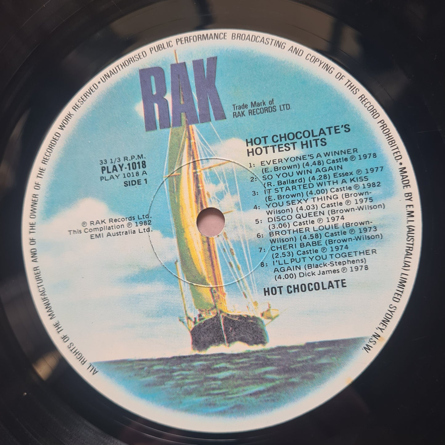 Hot Chocolate – Hot Chocolate's Hottest Hits - 1982 - Vinyl Record LP