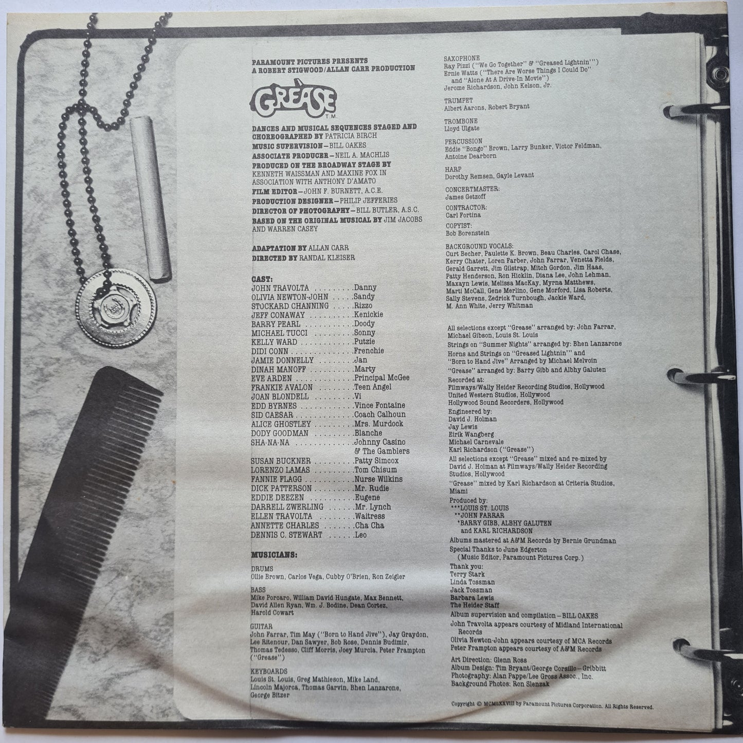 Grease – Original Soundtrack From The Motion Picture - 1978 (2LP Gatefold) - Vinyl Record