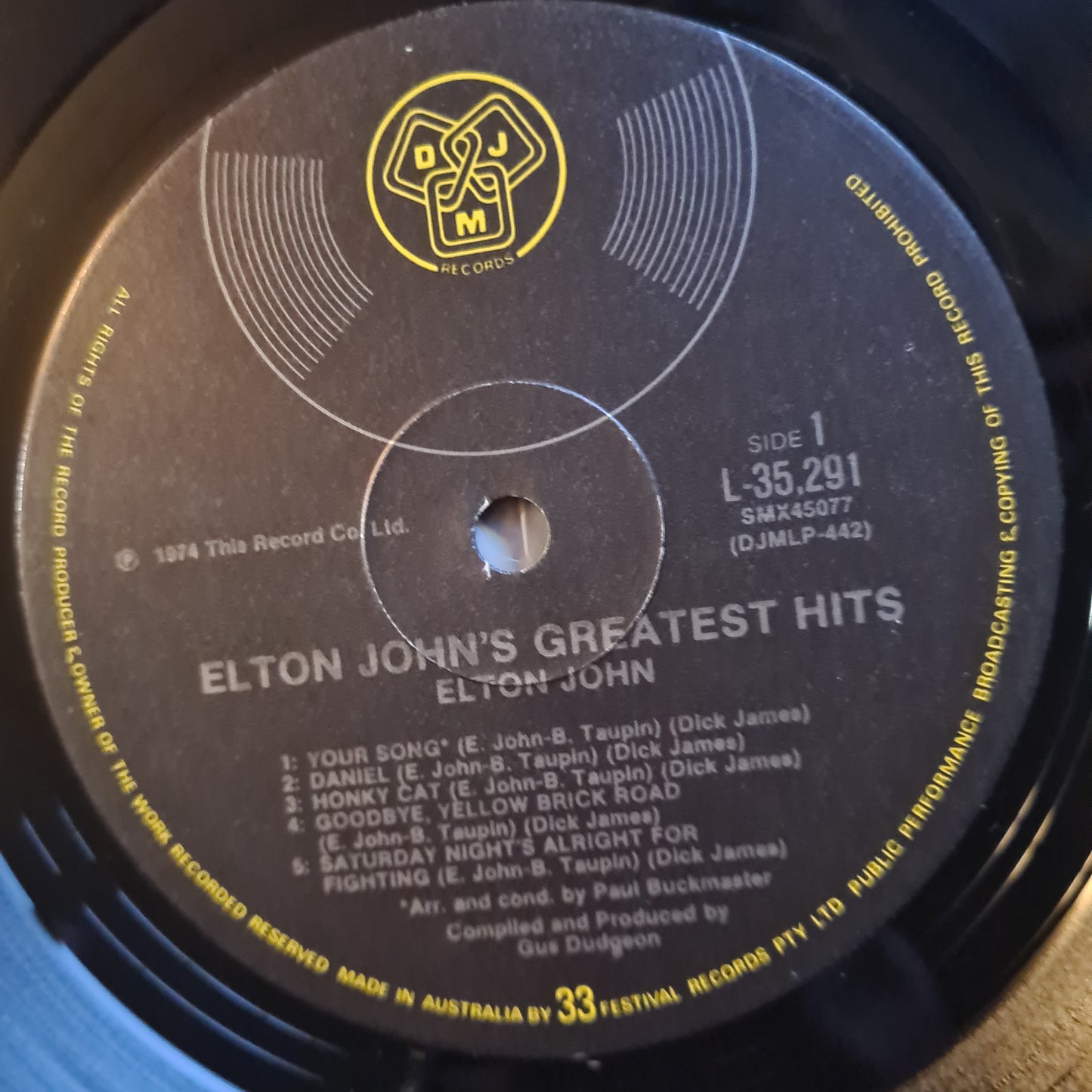 Elton John – Greatest Hits - 1974 - Vinyl Record LP