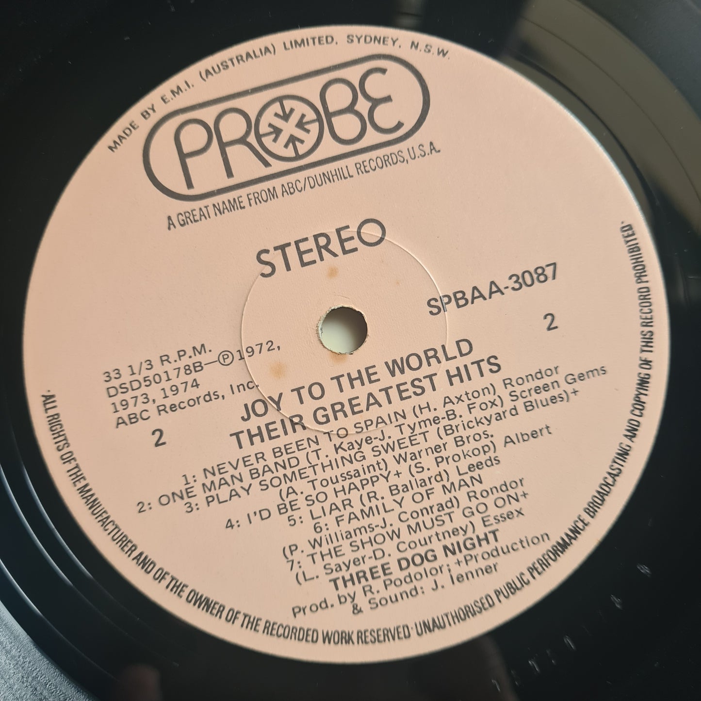 Three Dog Night – Joy To The World: Their Greatest Hits - 1975- Vinyl Record LP