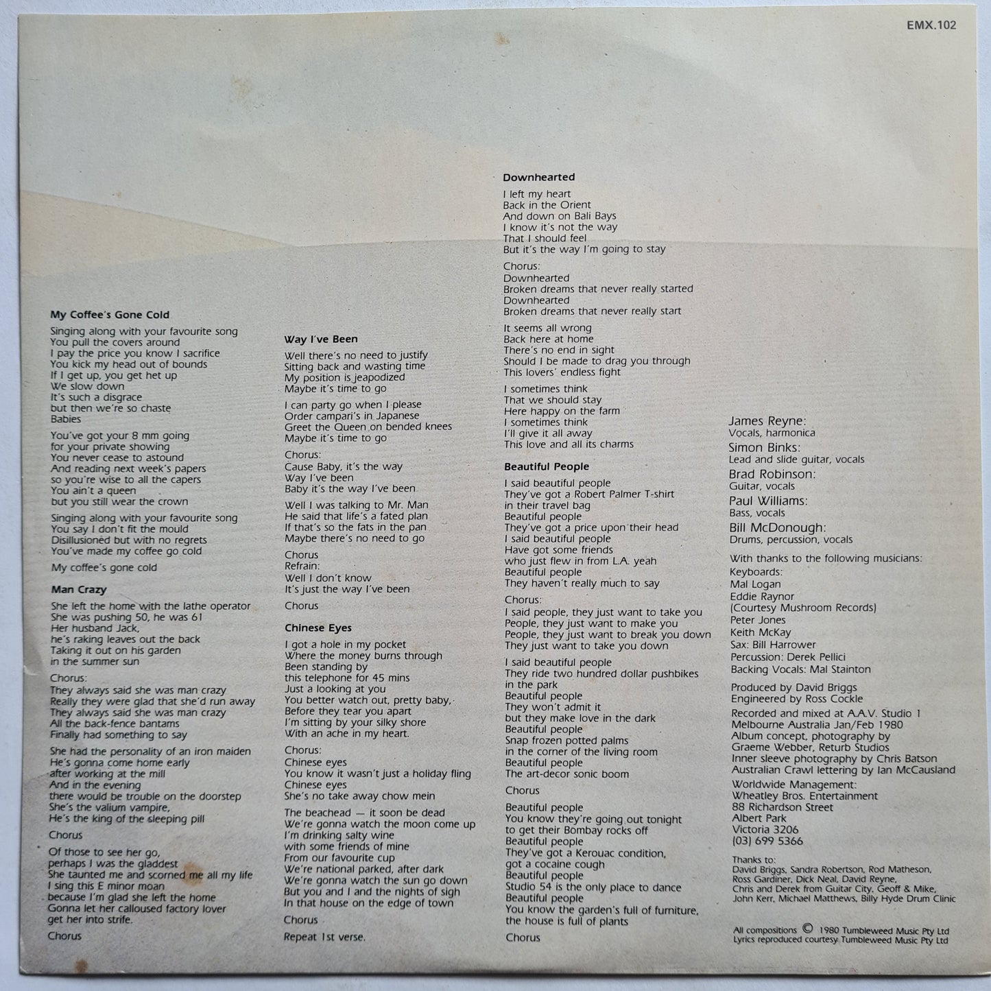 Australian Crawl – The Boys Light Up - 1980 - Vinyl Record LP (Excellent)