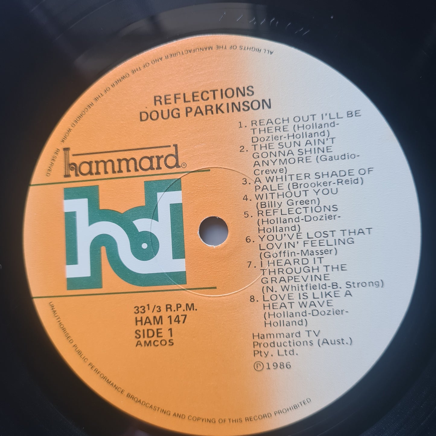 Doug Parkinson – Reflections - 1986 - Vinyl Record LP