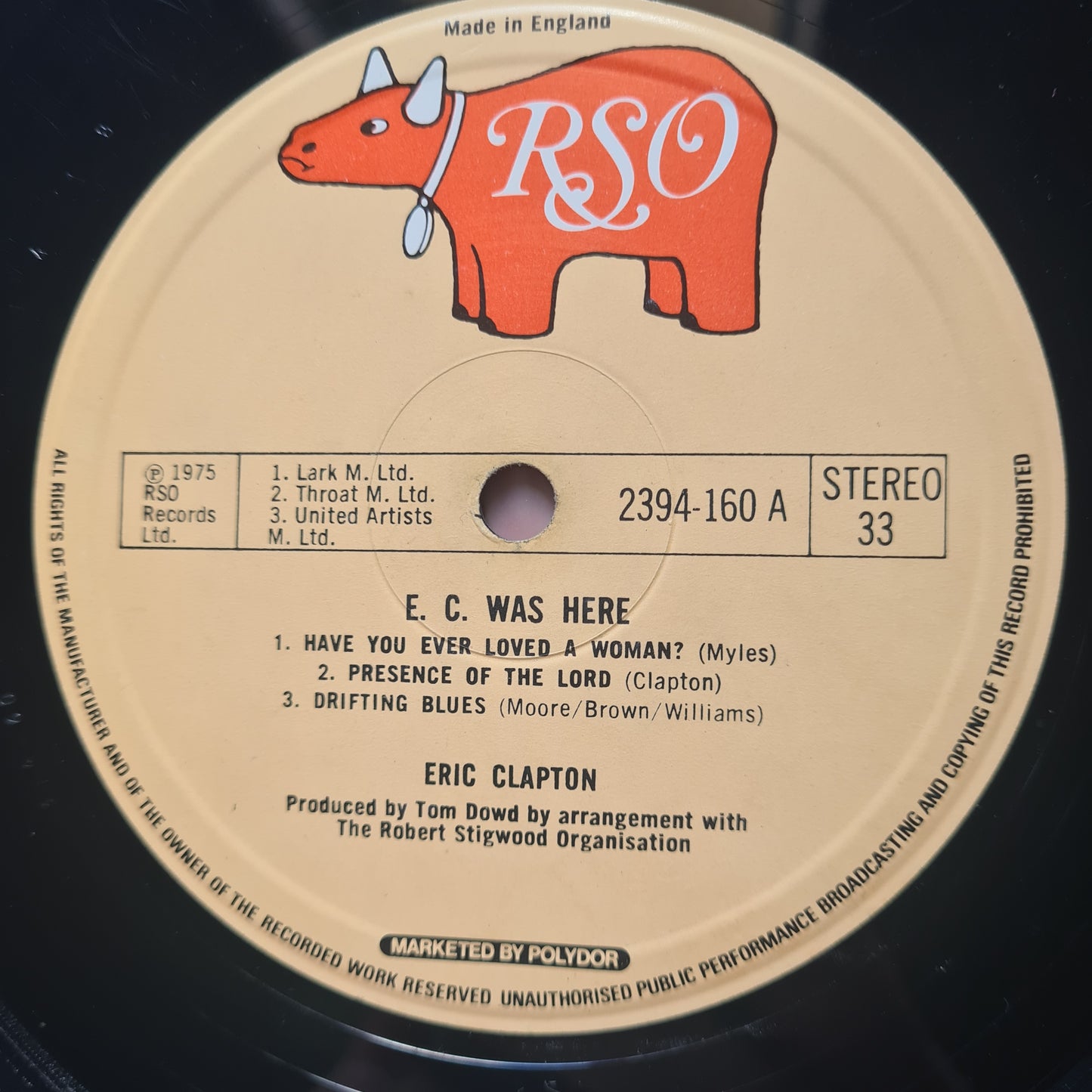 Eric Clapton – E.C Was Here - 1976 (UK Pressing) - Vinyl Record LP