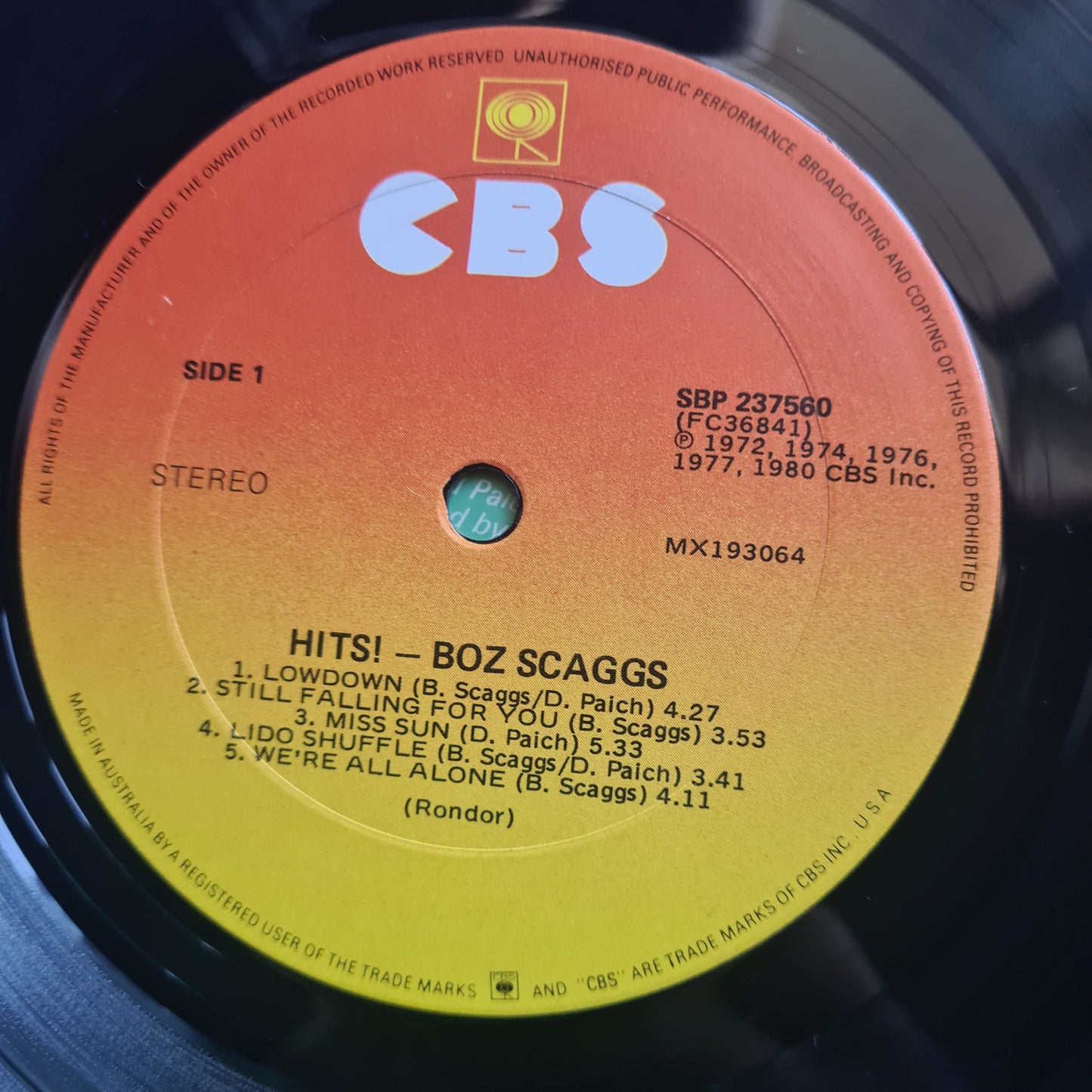 Boz Scaggs – HITS! - 1980 - Vinyl Record LP