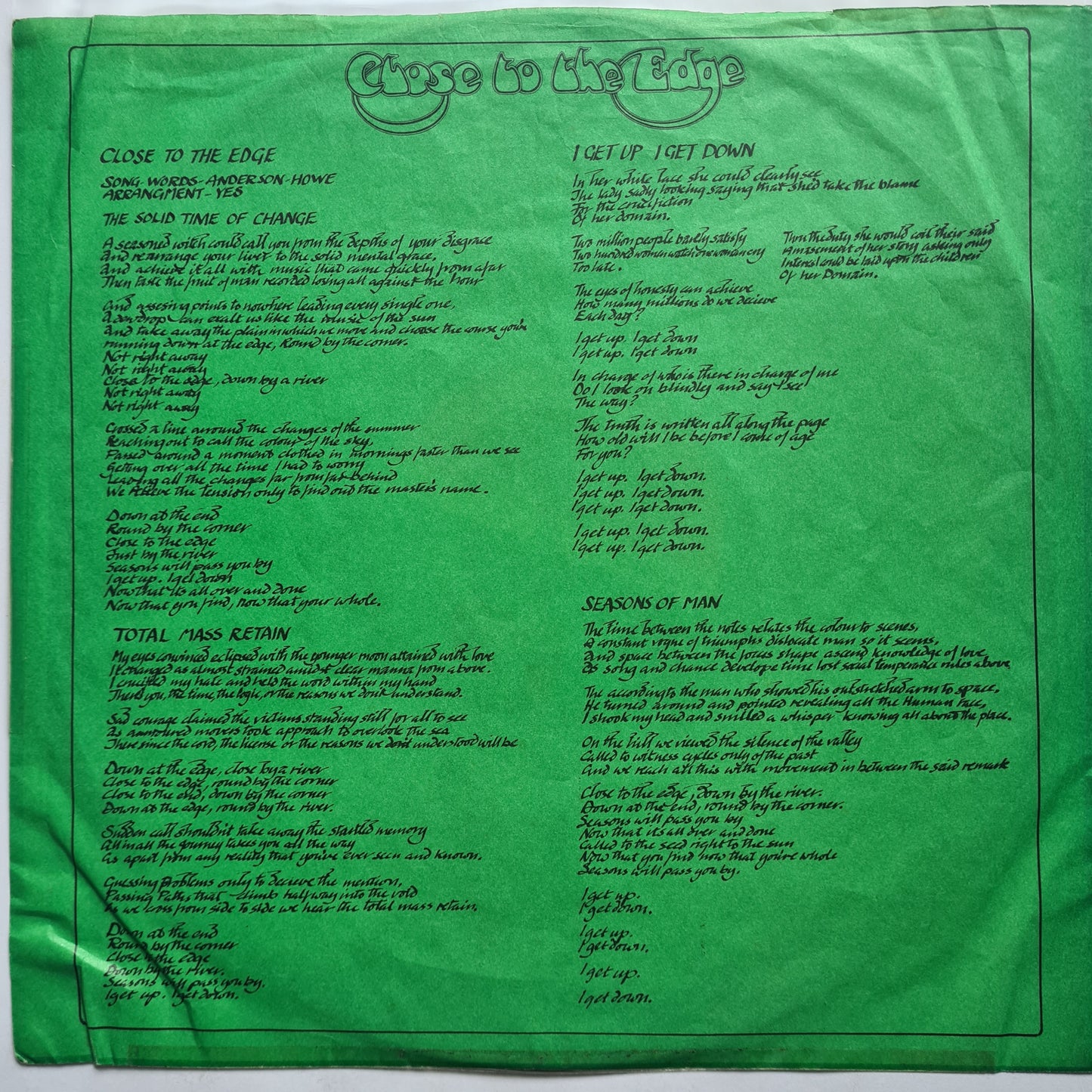 YES – Close To The Edge - 1972 - Vinyl Record LP Gatefold