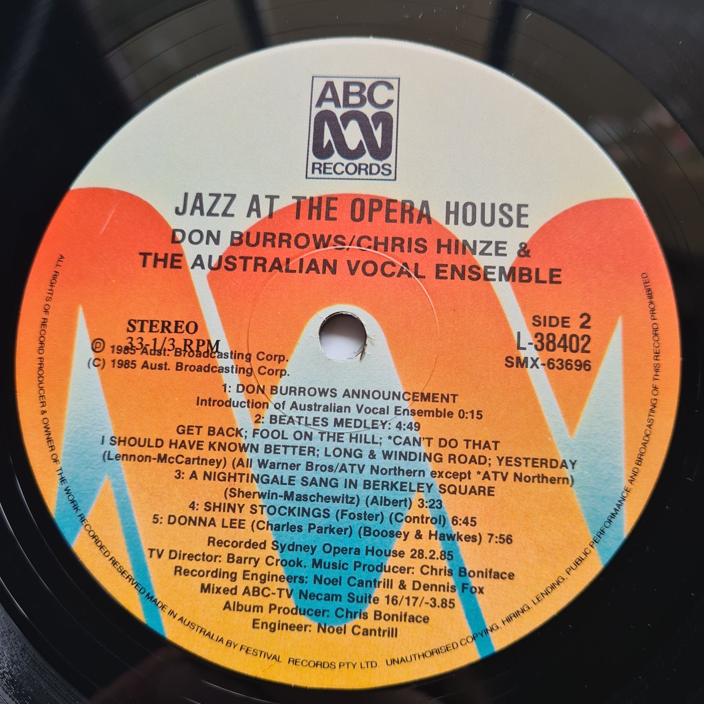 The Don Burrows Quintet, The Australian Vocal Ensemble, The Chris Hinze Combination – Jazz At The Opera House: Traditional to Experimental- 1985 - Vinyl Record LP