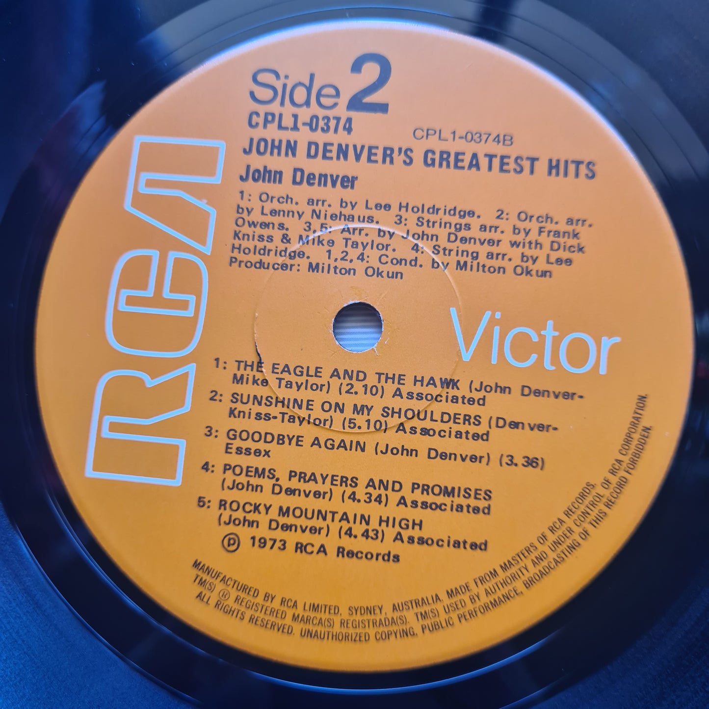 John Denver – John Denver's Greatest Hits - 1973 - Vinyl Record LP