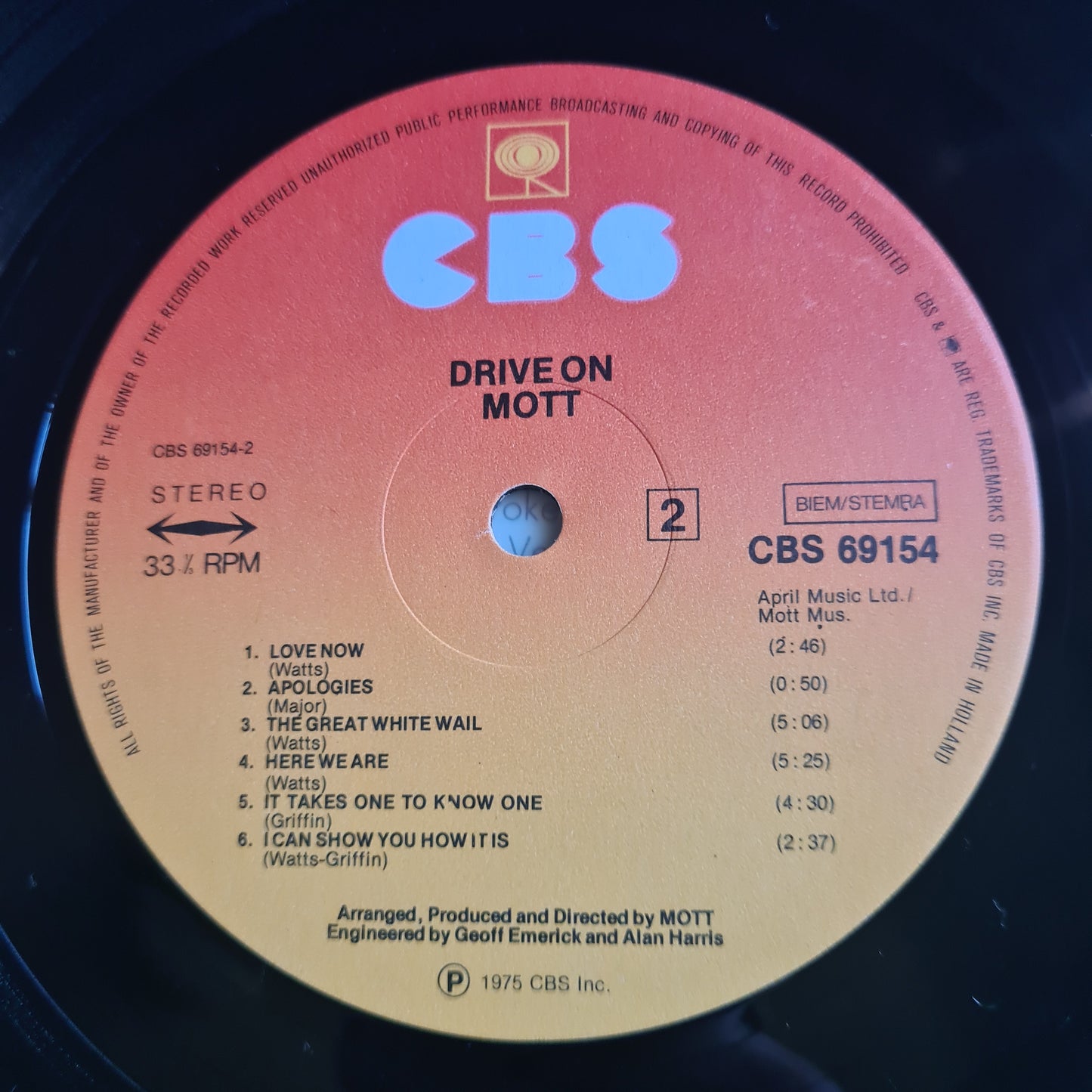 Mott – Drive On - 1975 - Vinyl Record LP