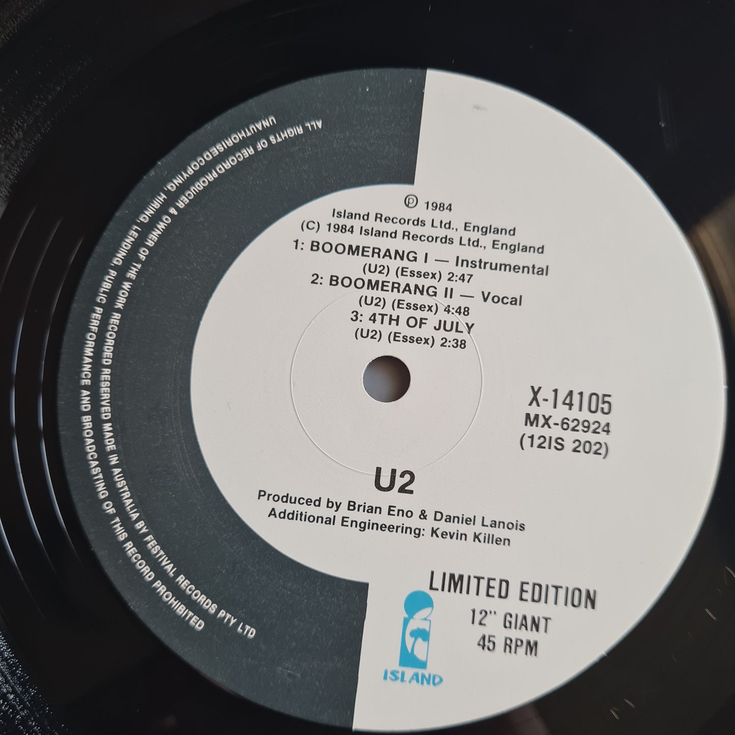 U2 – Pride (In The Name Of Love) - 1984 - Vinyl Record 12" Single, Limited Edition